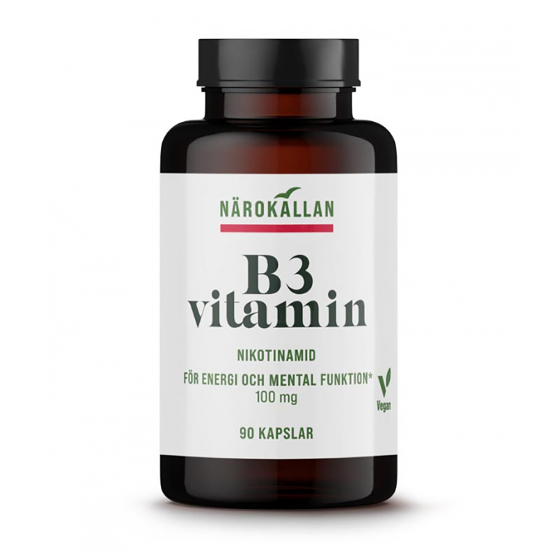 B3 Nikotinamid 100mg 90kaps i gruppen Hälsa / Kosttillskott / Vitaminer / Enkla vitaminer hos Rawfoodshop Scandinavia AB (1830)
