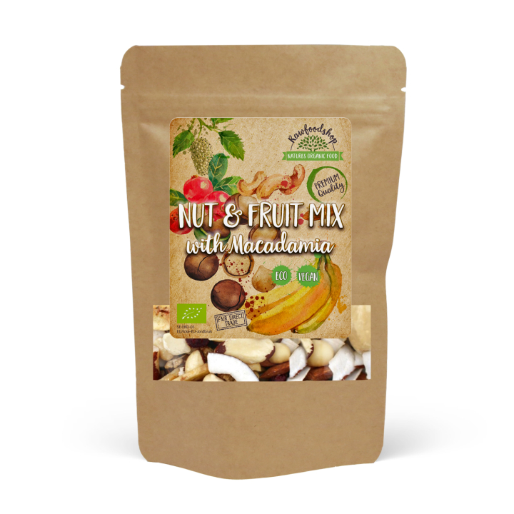 Nöt- & Fruktmix med Macadamia EKO 200g i gruppen Råvaror & Dryck / Godis & Choklad / Snacks hos Rawfoodshop Scandinavia AB (270722)