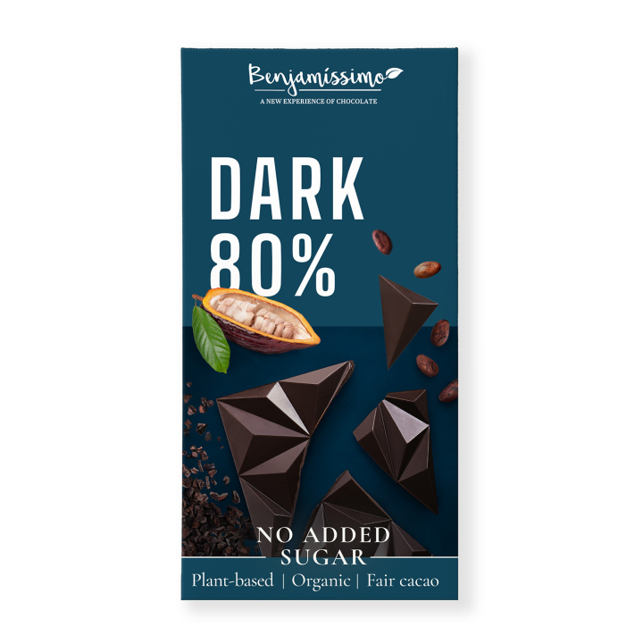 Benjamissimo Mörk Choklad 80% Sockerfri 60g i gruppen Råvaror & Dryck / Godis & Choklad hos Rawfoodshop Scandinavia AB (3989)