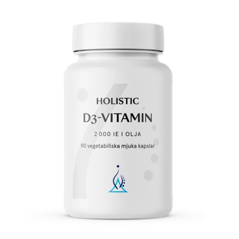 Holistic D3-vitamin 2000 i kokosolja 90kaps i gruppen Hälsa / Kosttillskott / Vitaminer / Enkla vitaminer hos Rawfoodshop Scandinavia AB (4144)