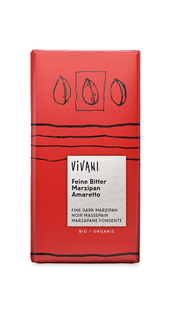 Vivani Choklad Mörk Marsipan & Amarettolikör 100g i gruppen Råvaror & Dryck / Godis & Choklad / Choklad & Bars hos Rawfoodshop Scandinavia AB (4474)