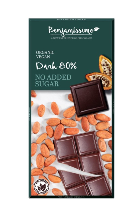 Benjamissimo Mörk Choklad 80% Sockerfri 70g i gruppen Råvaror & Dryck / Godis & Choklad / Choklad & Bars hos Rawfoodshop Scandinavia AB (4958)