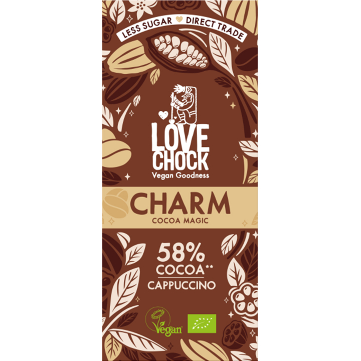 Charm Choklad med Cappuccino 58% EKO 70g i gruppen Råvaror & Dryck / Godis & Choklad / Choklad & Bars hos Rawfoodshop Scandinavia AB (61007)