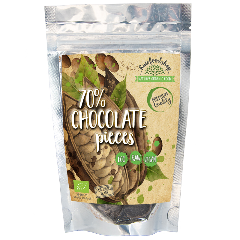Chokladknappar från Peru 70% EKO 100g i gruppen Råvaror & Dryck / Bak & Matlagning / Kakaoprodukter hos Rawfoodshop Scandinavia AB (AB042)