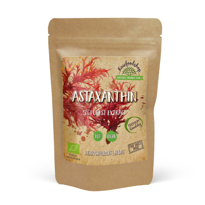 Astaxanthin Extract EKO 8mg 60 Kapslar i gruppen Kosttillskott / Örter & Växter / Algtillskott hos Rawfoodshop Scandinavia AB (CAPAST60)