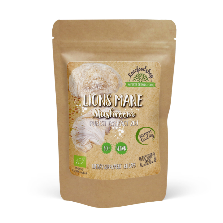 Lions Mane Extract EKO 500mg 60 kapslar i gruppen Kosttillskott / Örter & Växter / Svampar hos Rawfoodshop Scandinavia AB (CAPSLIO60)