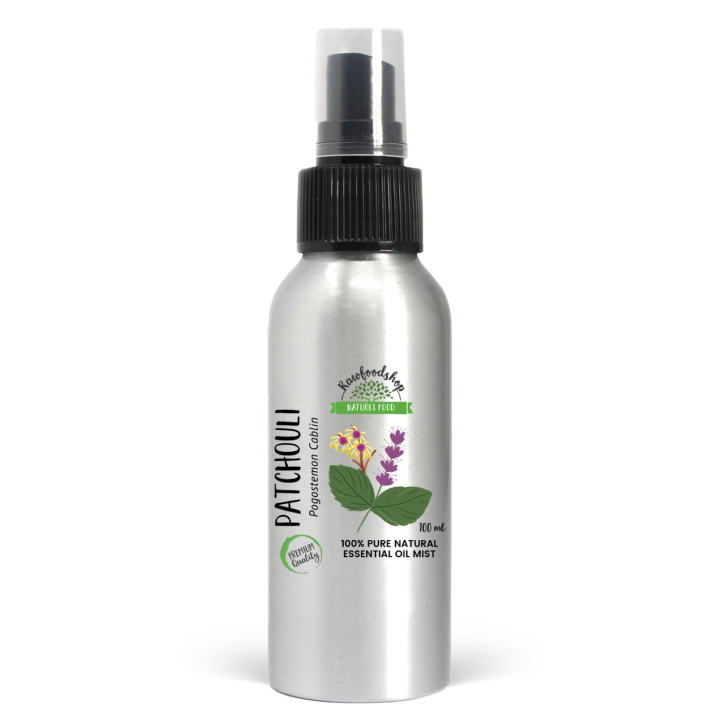 Patchouli Rumsspray 100ml i gruppen Hem & Själ / Rent hem / Rumsspray hos Rawfoodshop Scandinavia AB (EOMUL-01)