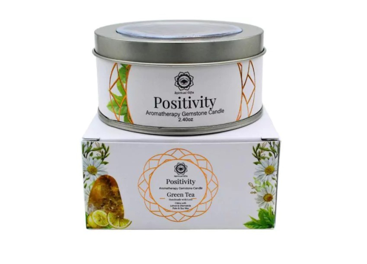 Kritall Ljus Positivity Green 70g i gruppen Hem & Själ / Stämning & doft / Doftljus hos Rawfoodshop Scandinavia AB (GRE3431132)