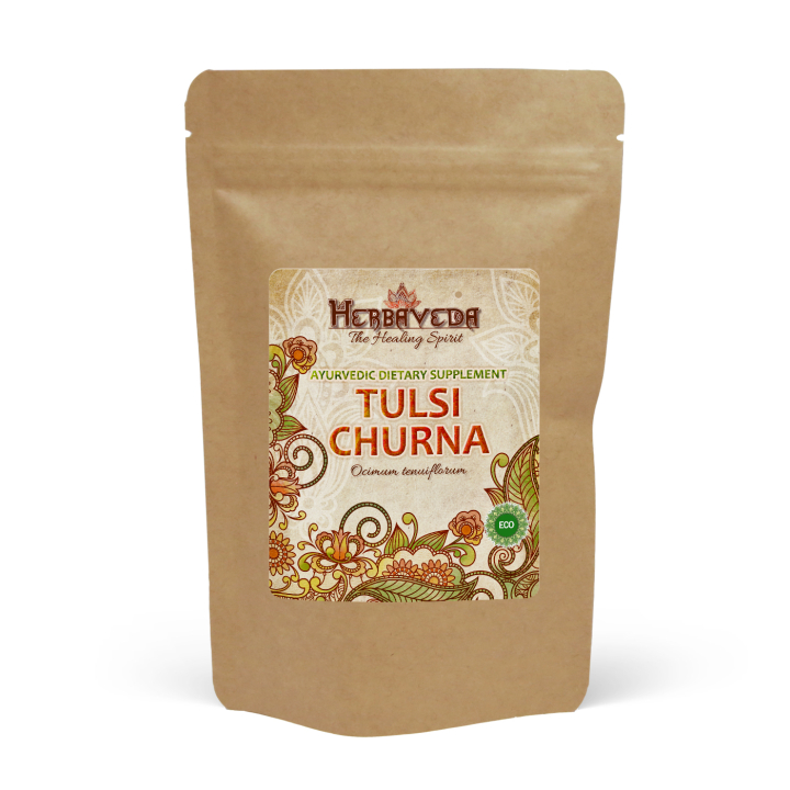 Tulsi Churna EKO 125g i gruppen Kosttillskott / Örter & Växter / Örter hos Rawfoodshop Scandinavia AB (HERBA26)