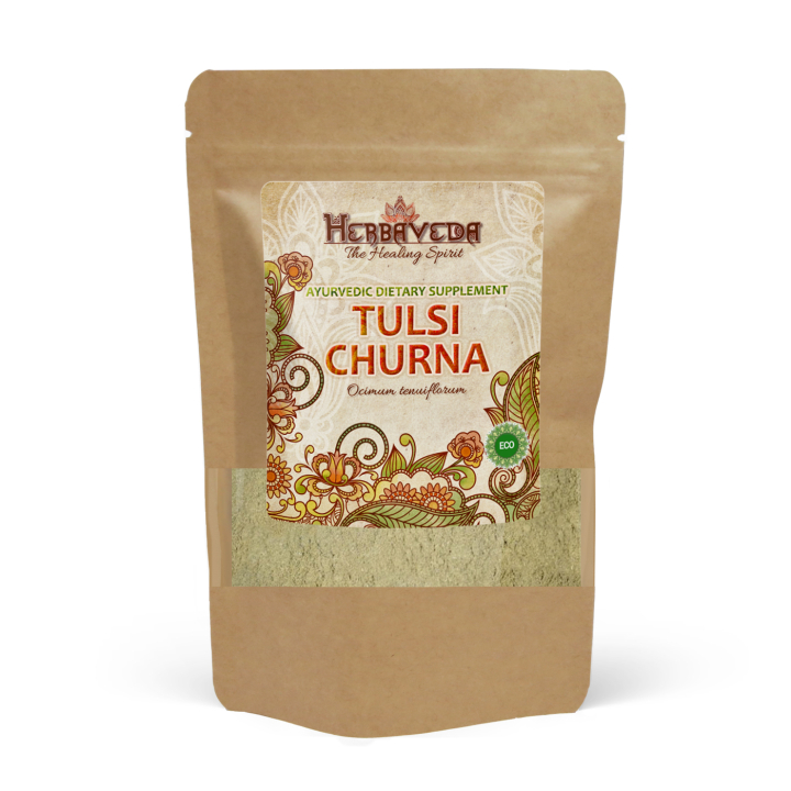 Tulsi Churna EKO 125g i gruppen Kosttillskott / Örter & Växter / Örter hos Rawfoodshop Scandinavia AB (HERBA26)