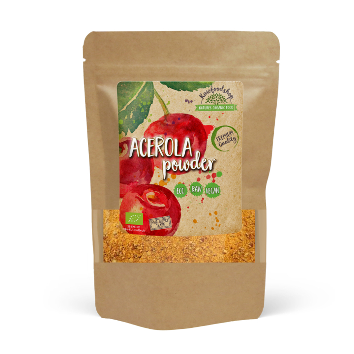 Acerola pulver EKO 125g i gruppen Råvaror & Dryck / Frukt & Bär / Fruktpulver hos Rawfoodshop Scandinavia AB (RAW930)