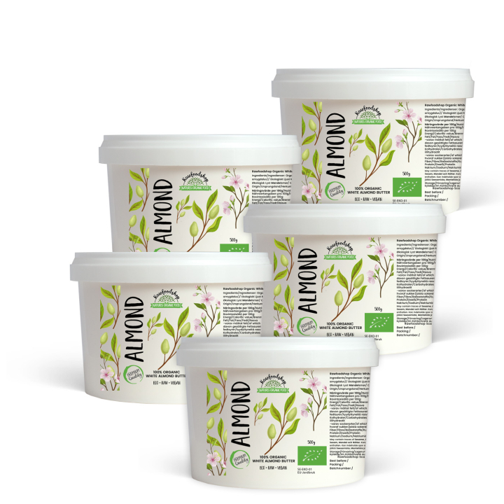 Mandelsmör Ljust RAW EKO 500g x 5 paket i gruppen Råvaror & Dryck / Nötter / Nötsmör hos Rawfoodshop Scandinavia AB (RAWMAND654671500-SET5)