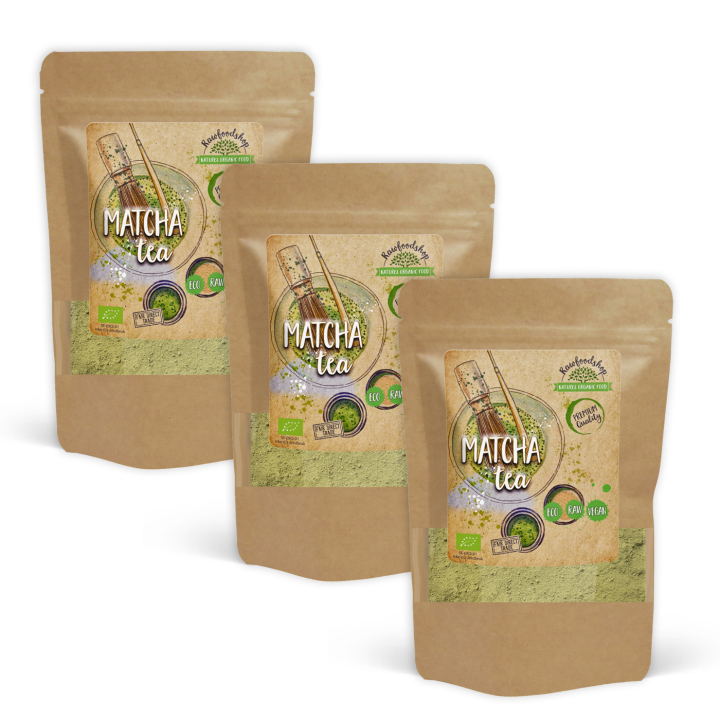 Matcha Te EKO 125g x 3 paket i gruppen Råvaror & Dryck / Drycker / Teer hos Rawfoodshop Scandinavia AB (RAWTE001-SET3)