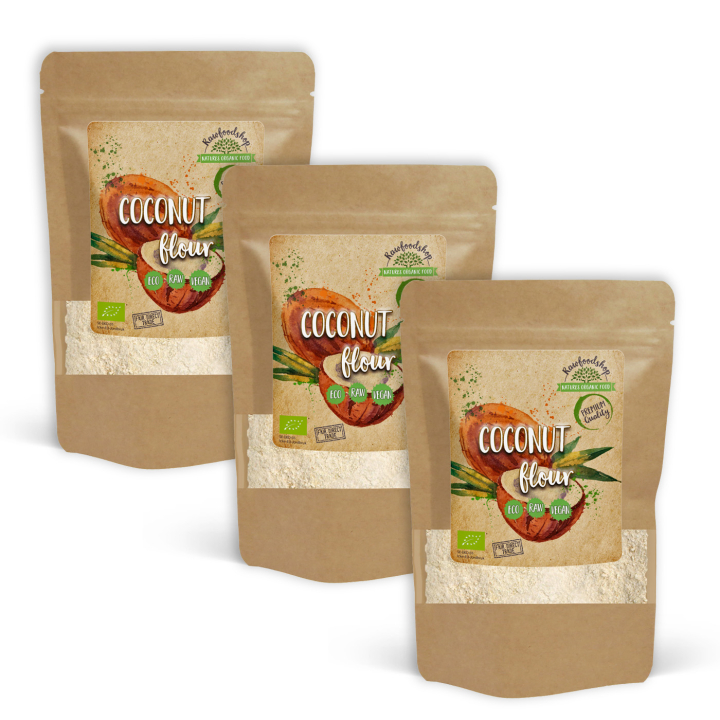 Kokosmjöl Premium RAW EKO 1kg x 3 paket i gruppen Råvaror & Dryck / Bakning / Mjöler / Kokosmjöl hos Rawfoodshop Scandinavia AB (RBAK1000226E-SET3)