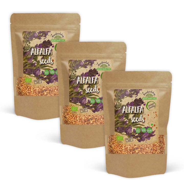 Alfalfafrön EKO 1kg x 3 paket i gruppen Råvaror & Dryck / Hälsokost / Groddfrön hos Rawfoodshop Scandinavia AB (RFRO00011L1-SET3)