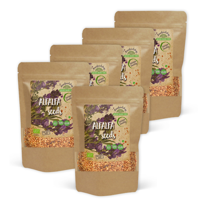 Alfalfafrön EKO 1kg x 5 paket i gruppen Råvaror & Dryck / Hälsokost / Groddfrön hos Rawfoodshop Scandinavia AB (RFRO00011L1-SET5)