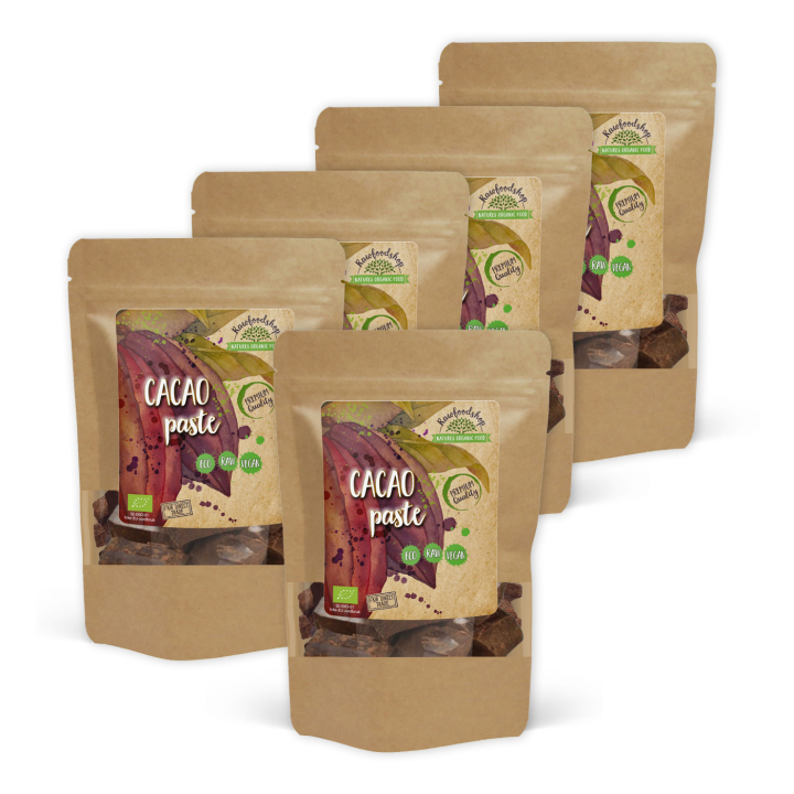 Kakaomassa RAW 100% EKO 500g x 5 paket i gruppen Råvaror & Dryck / Bakning / Kakaoprodukter hos Rawfoodshop Scandinavia AB (RKAK500313E-SET5)