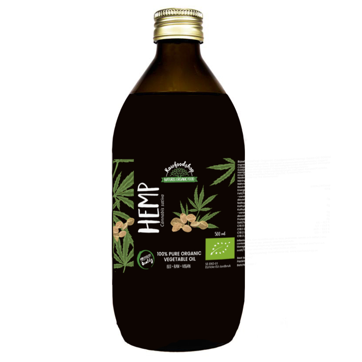 Hampaolja EKO 500 ml i gruppen Råvaror & Dryck / Hälsokost / Hampa hos Rawfoodshop Scandinavia AB (ROLJ500211E)