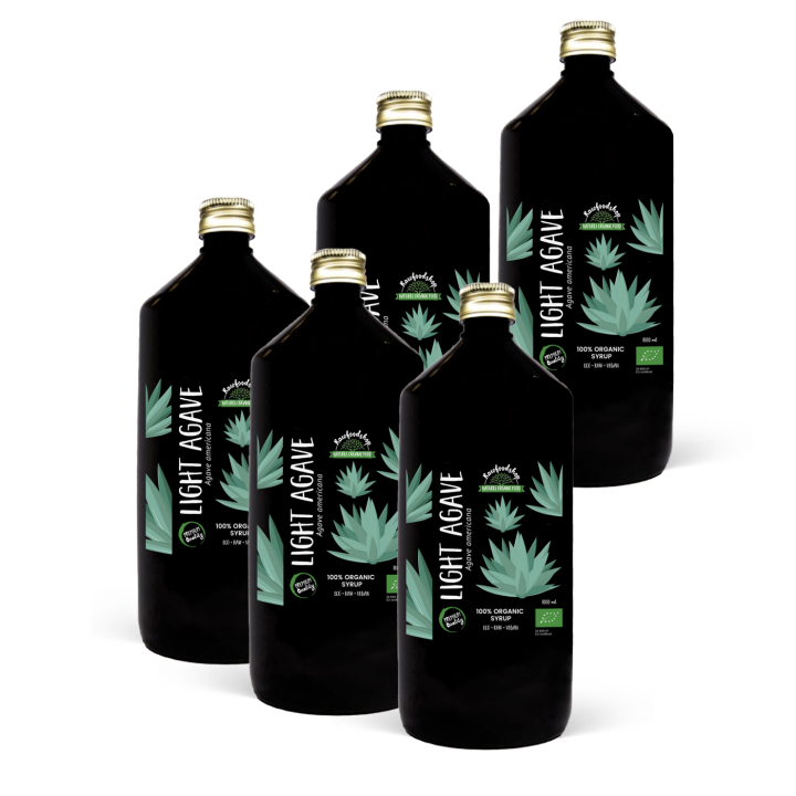 Agave Sirap Ljus EKO 1000ml x 5 flaskor i gruppen Råvaror & Dryck / Bakning / Sötning hos Rawfoodshop Scandinavia AB (RSOT500301E11-SET5)