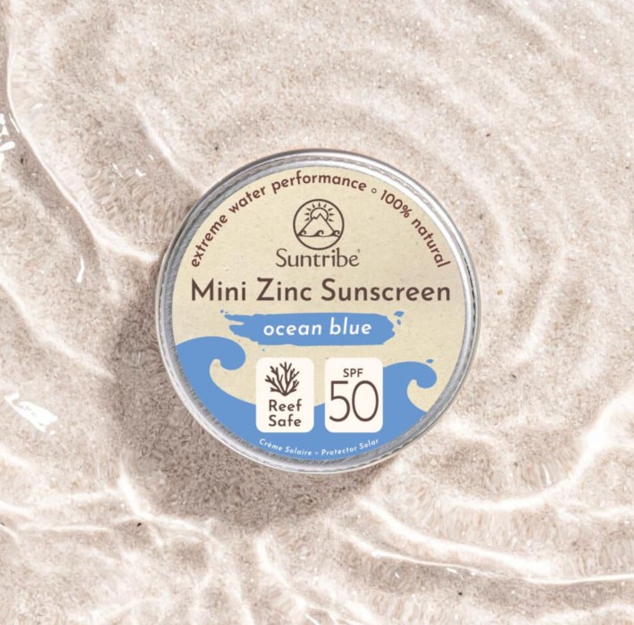 Suntribe All Natural Mini Zinc Sunscreen Face & Sport SPF50 Ocean Blue 15g i gruppen Kroppsvård / Färdiga produkter / Ansiktsvård hos Rawfoodshop Scandinavia AB (SUN2395731)