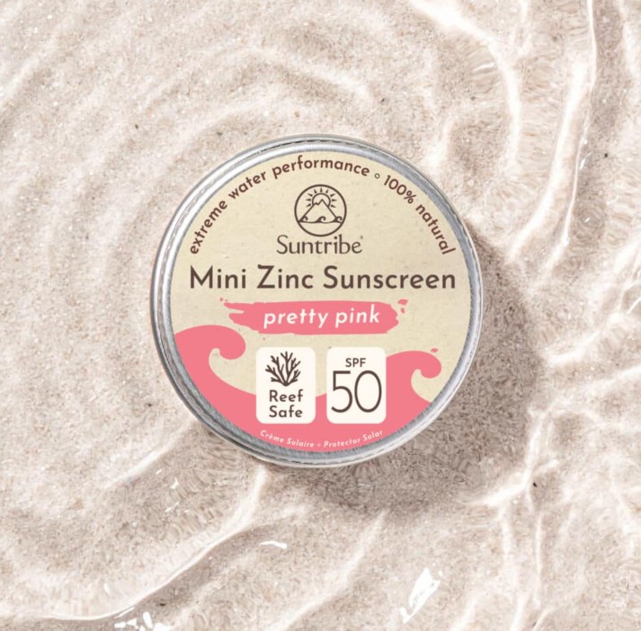 Suntribe All Natural Mini Zinc Sunscreen Face & Sport SPF50 Pretty Pink 15g i gruppen Kroppsvård / Färdiga produkter / Ansiktsvård hos Rawfoodshop Scandinavia AB (SUN2395732)