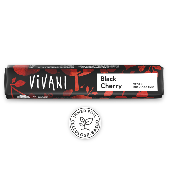 Vivani Black Cherry EKO 35g i gruppen Råvaror & Dryck / Godis & Choklad / Choklad & Bars hos Rawfoodshop Scandinavia AB (VIVANI446535)