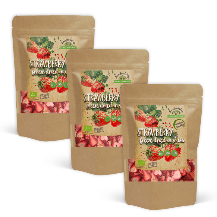 Jordgubbar Frystorkade Skivor EKO 50g x 3 paket i gruppen Råvaror & Dryck / Frukt & Bär / Jordgubbar hos Rawfoodshop Scandinavia AB (ZFN0263-1-SET)