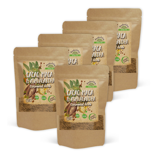 Kakaopulver Ceremoniell Ashwagandha & Maca 100g x 5 paket