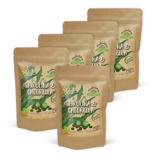 Spirulina Chlorella EKO 500mg 300 tabletter x 5 paket