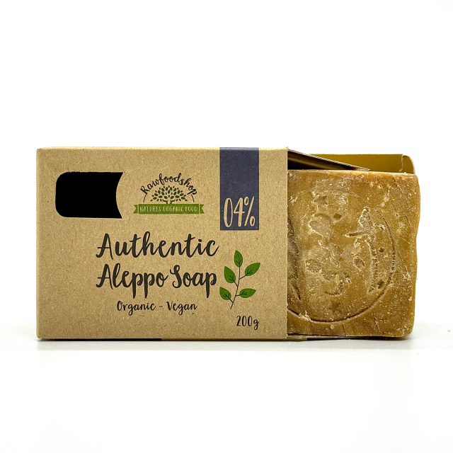 Aleppotvål Lagerbärsolja 4% EKO 200g