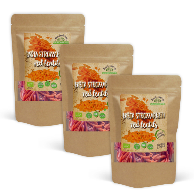 Pasta Strozzapreti Röda linser EKO 250g x 3 paket