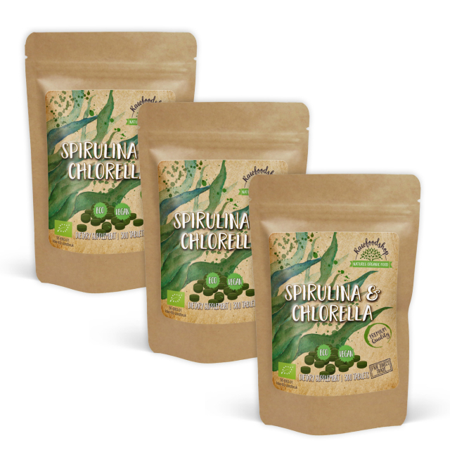 Spirulina Chlorella EKO 500mg 300 tabletter x 3 paket